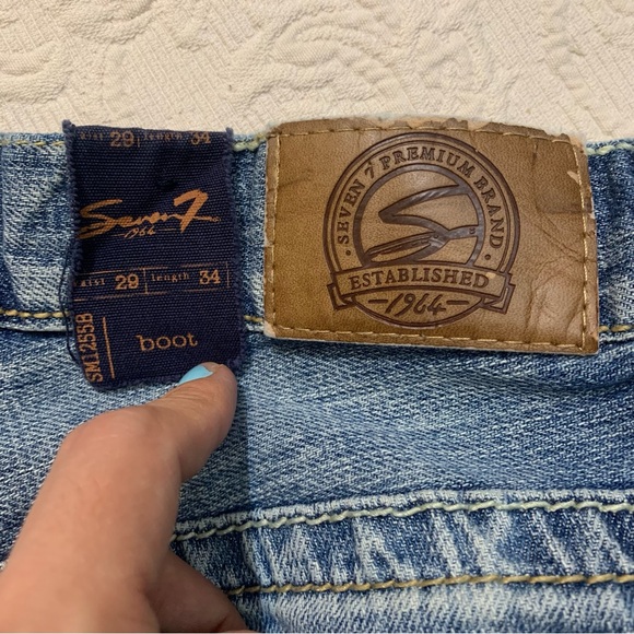 Seven7 Medium Wash Low Rise 100% Cotton Denim Bootcut Jeans - Picture 3 of 7